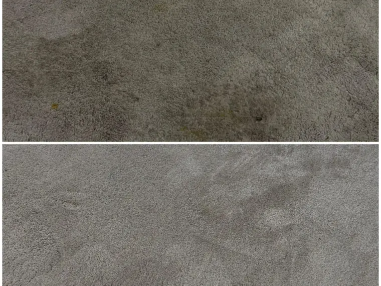Detail vláken koberce před a po vyčištění